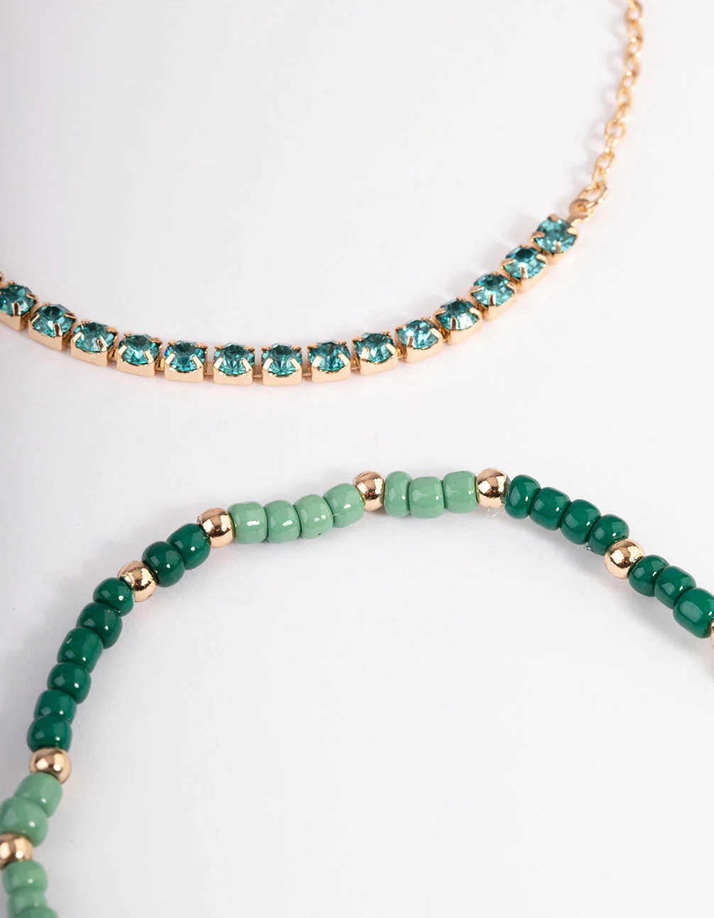 Gold Mixed Bead & Pearl Chain Bracelet 4-Pack - Image 3
