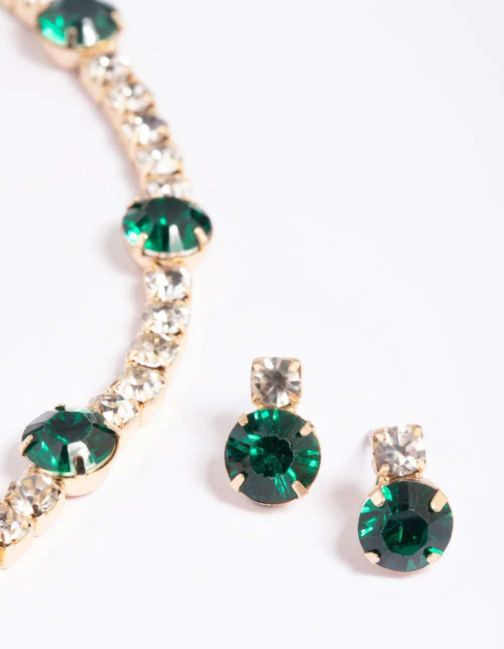 Gold Facet Stone Earrings & Necklace - Image 3