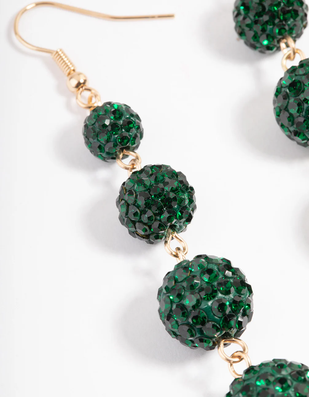 Gold Triple Ball Drop Earrings - Image 4