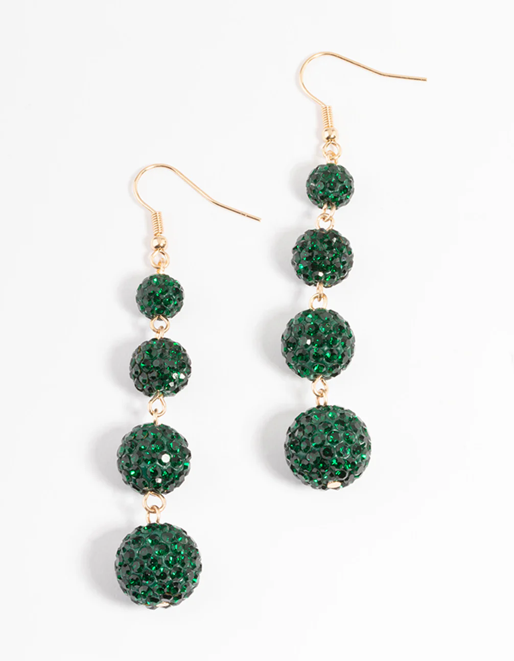 Gold Triple Ball Drop Earrings - Image 5
