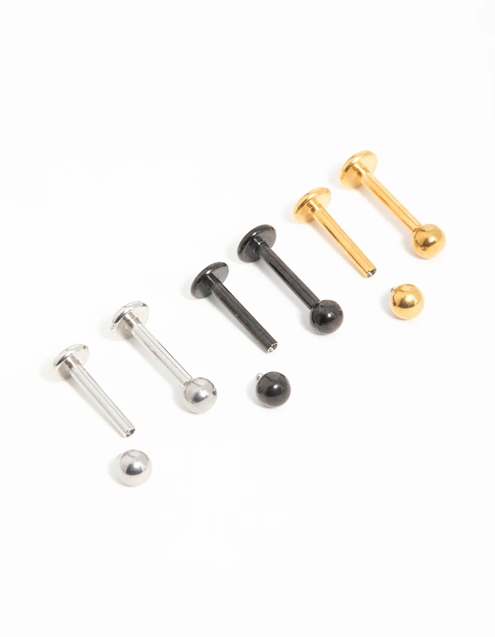 Mixed Finish Surgical Steel Small Ball Flat Back Studs 3-Pack - Image 3