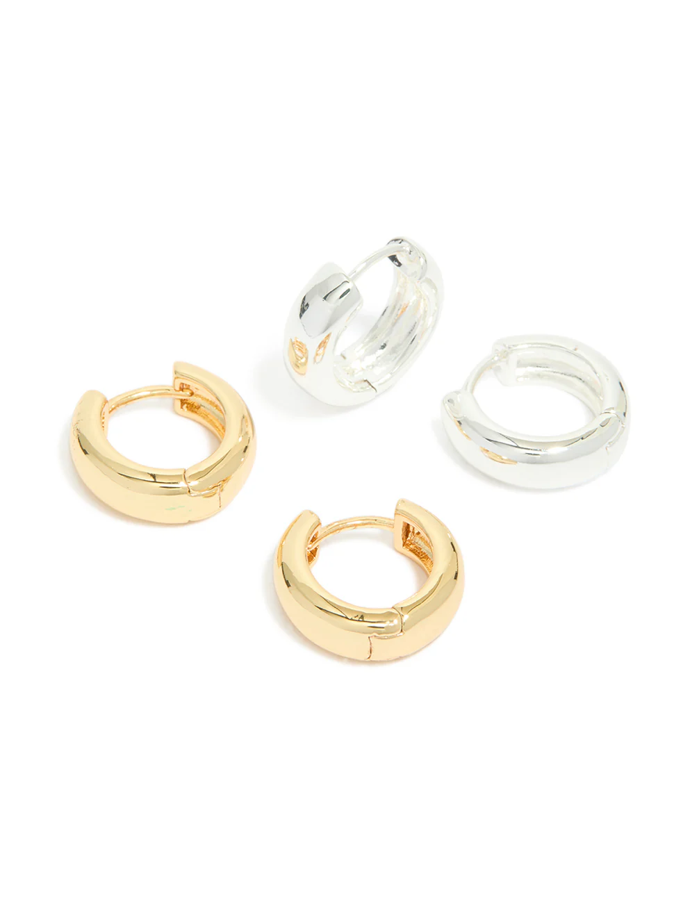 Mixed Metal Brass Classic Round Hoop Earrings 2-Pack - Image 2