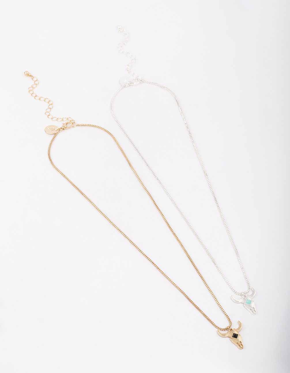 Mixed Metal Bull Head Necklace - Image 3