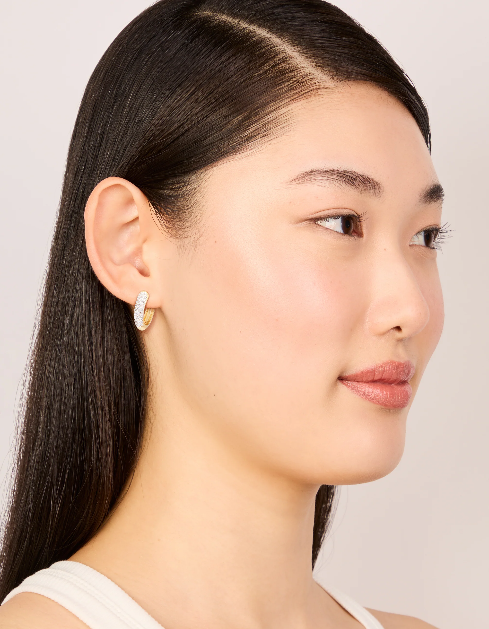 Mixed Metal Plated Classic Diamante Hoop Earrings - Image 3