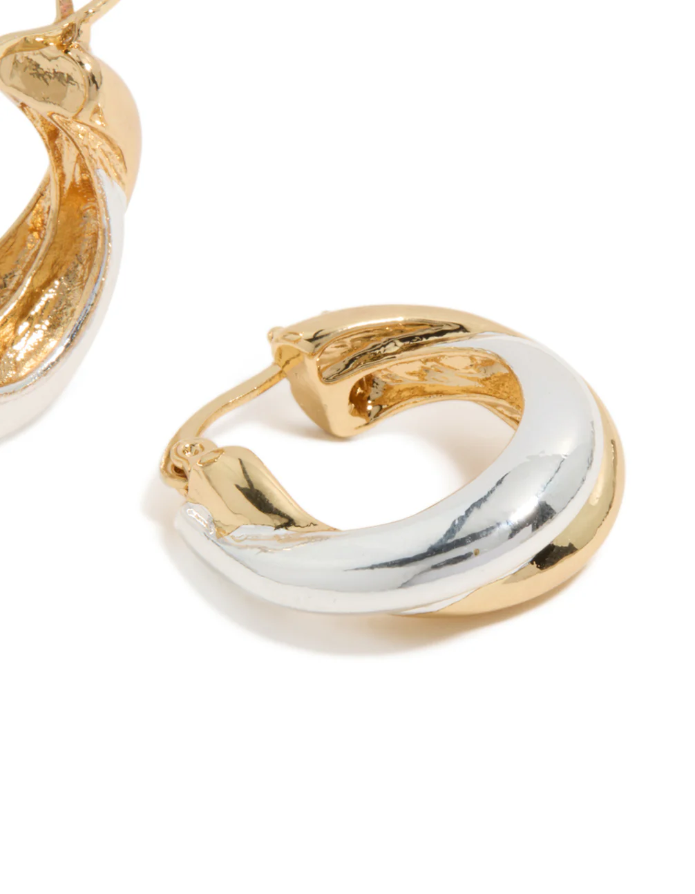 Mixed Metal Plated Crossover Hoop Earrings - Image 5