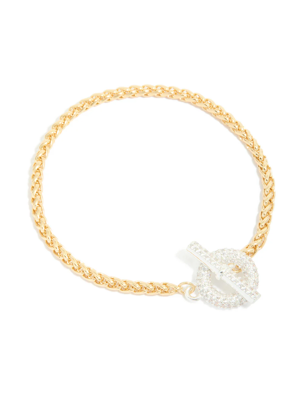 Mixed Metal Plated Cubic Zirconia T & O Chain Bracelet - Image 2