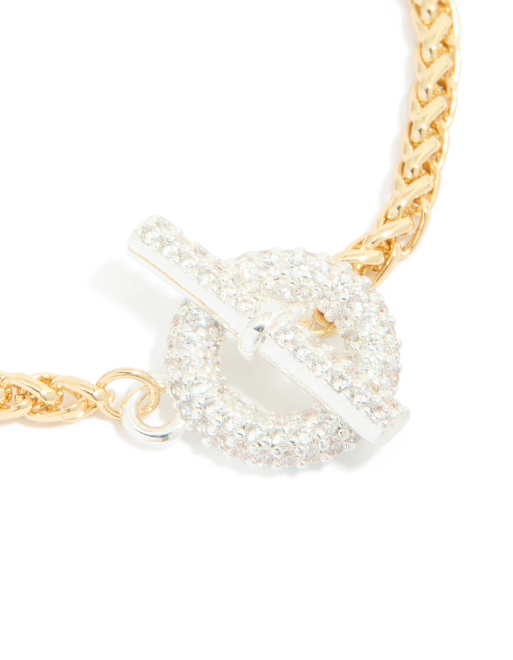 Mixed Metal Plated Cubic Zirconia T & O Chain Bracelet - Image 4
