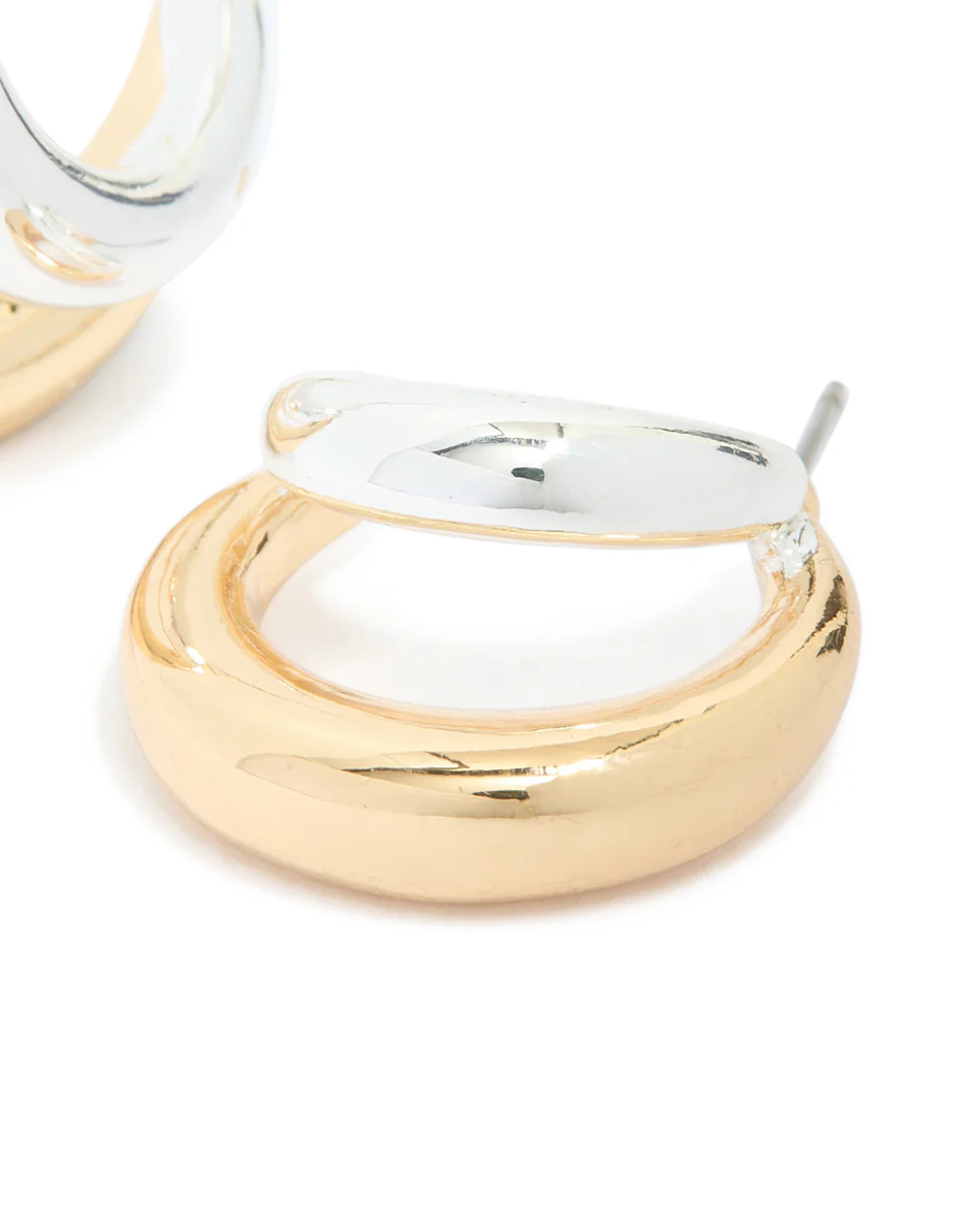 Mixed Metal Plated Large Illusion Hoop Earrings - Image 5