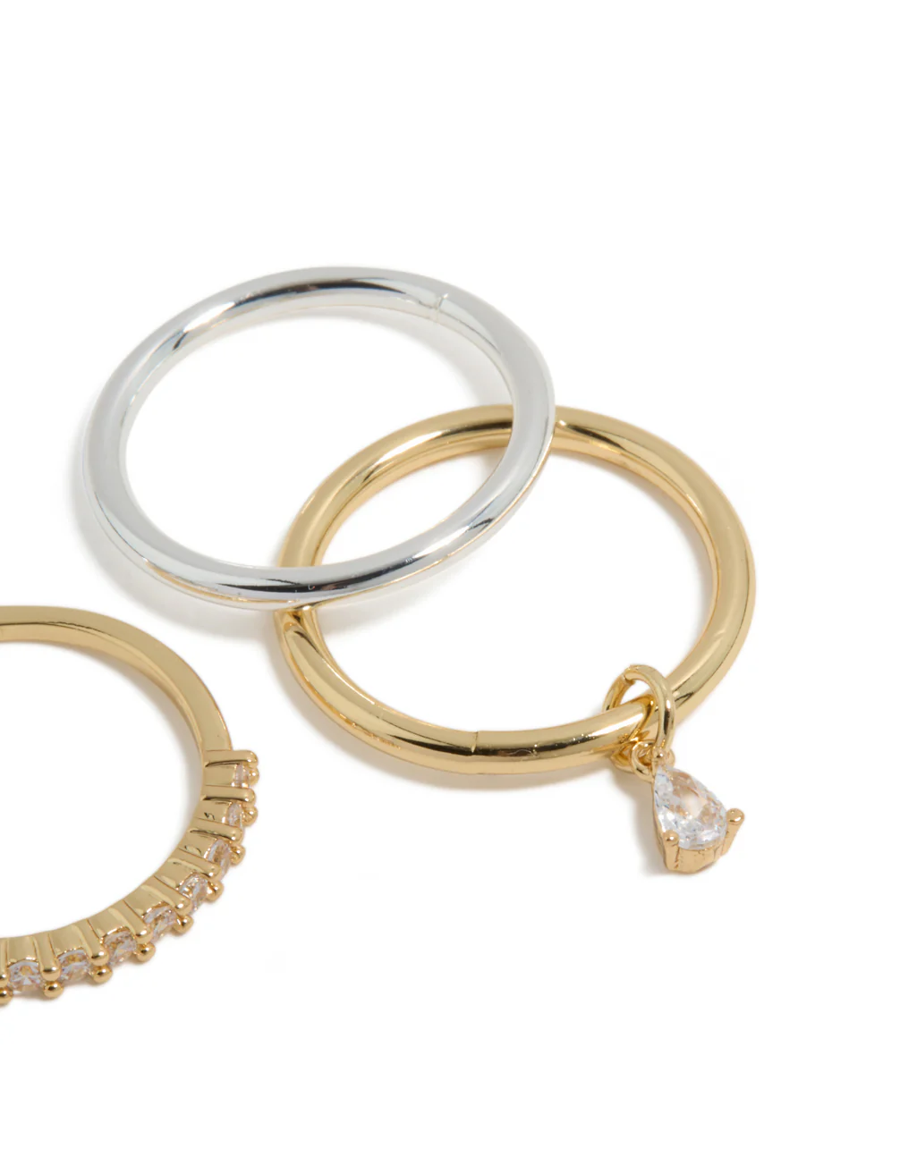 Mixed Metal Plated Organic Cubic Zirconia Rings 4-Pack - Image 3