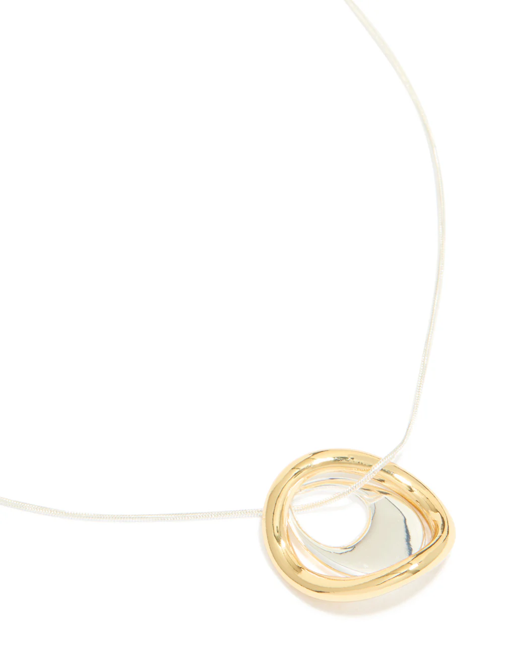 Mixed Metal Plated Organic Shape Pendant Necklace - Image 2