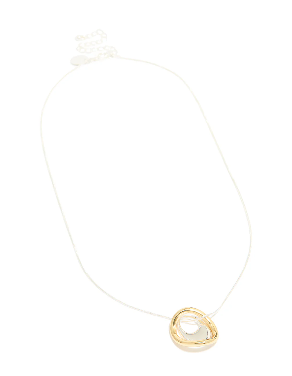 Mixed Metal Plated Organic Shape Pendant Necklace - Image 4