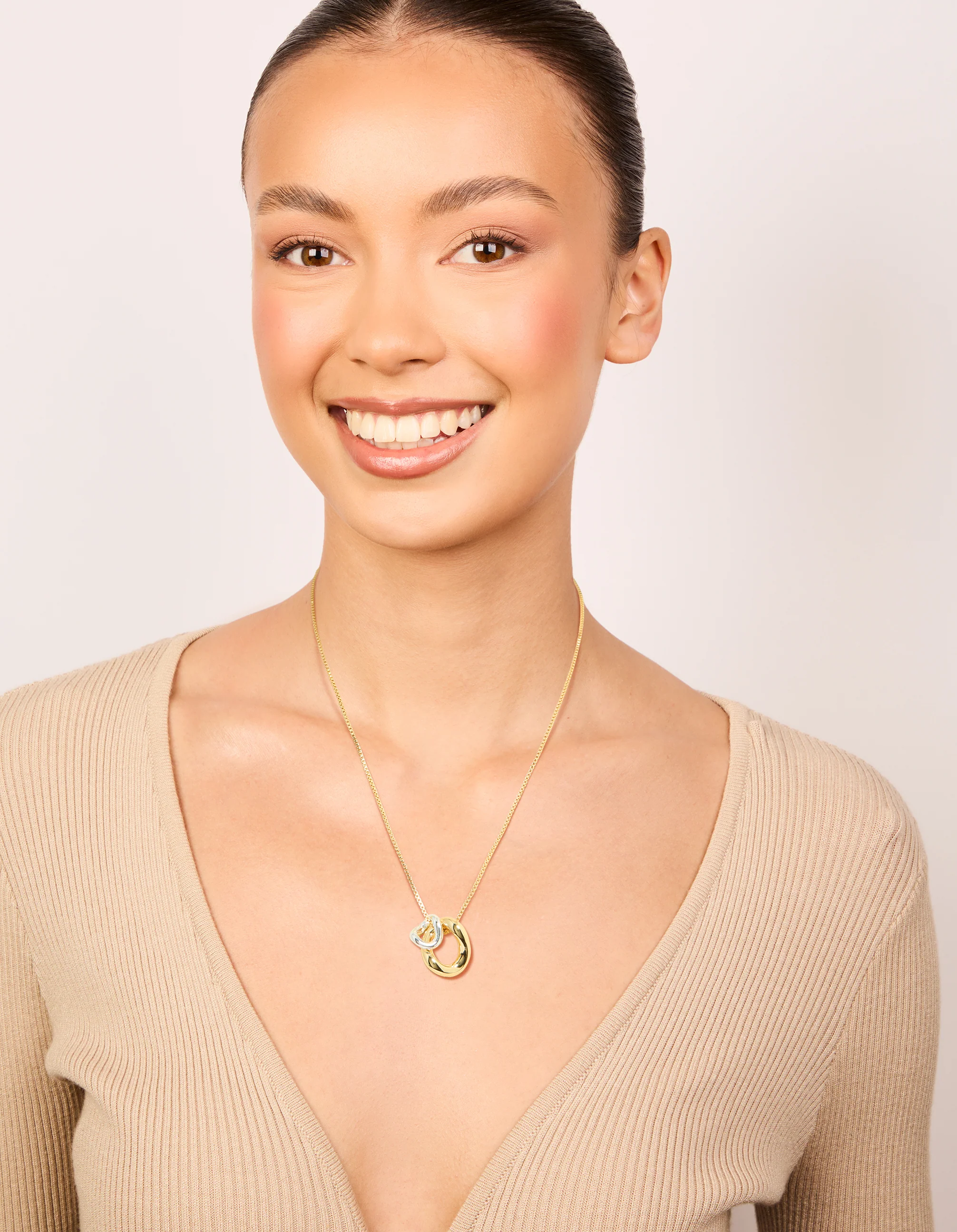 Mixed Metal Plated Small Swirl Pendant Necklace - Image 3