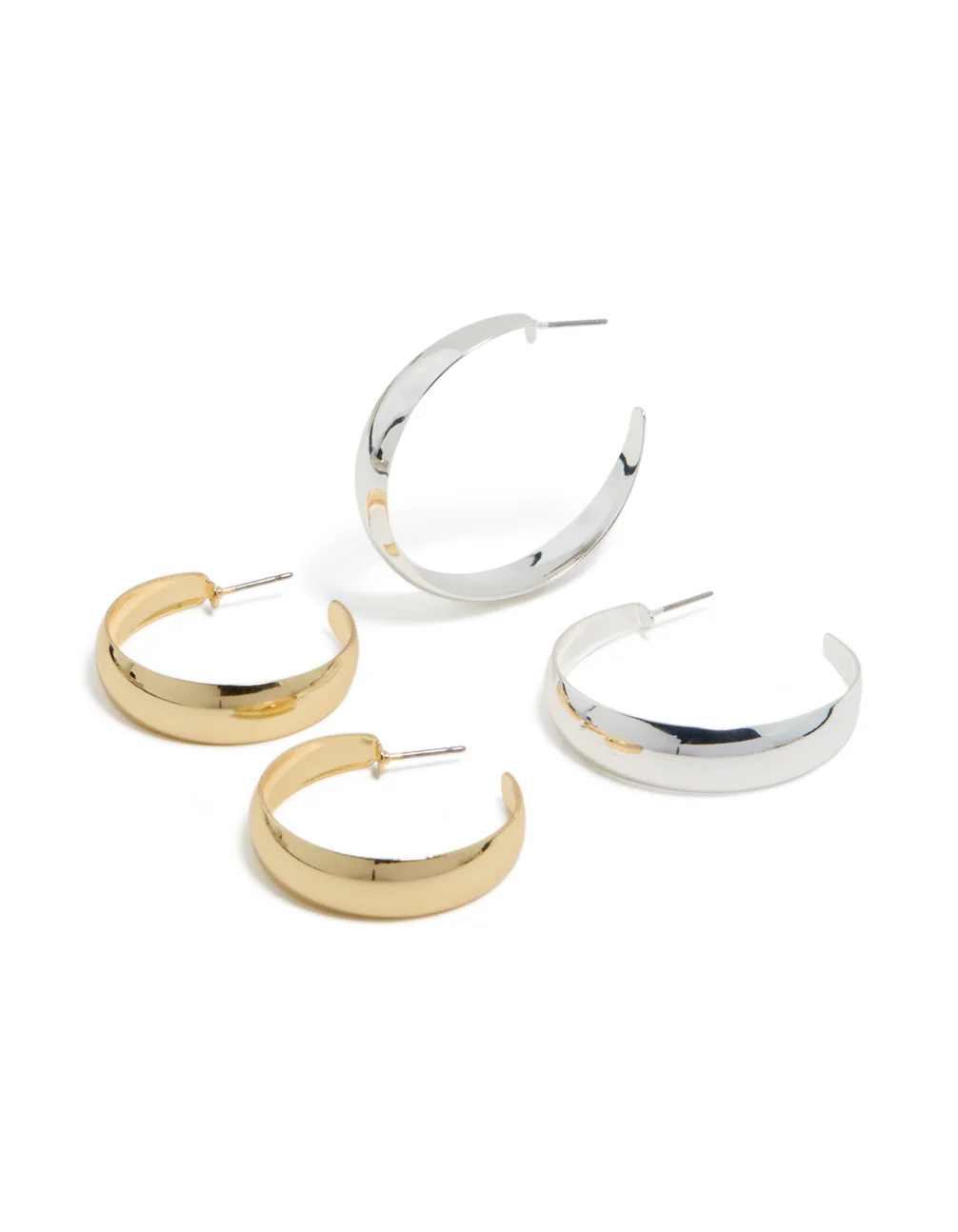 Mixed Metal Plated Thick & Skinny Hoop Earrings 2-Pack