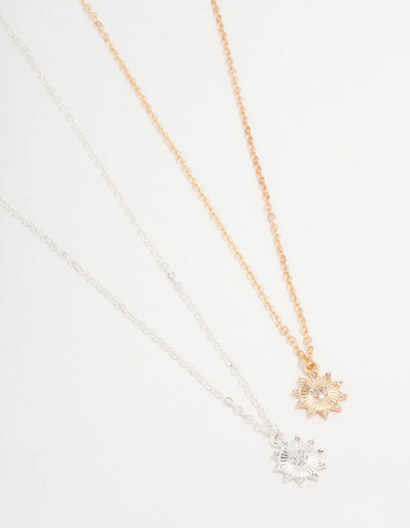 Mixed Metals Celestial Heart Necklaces 2-Pack