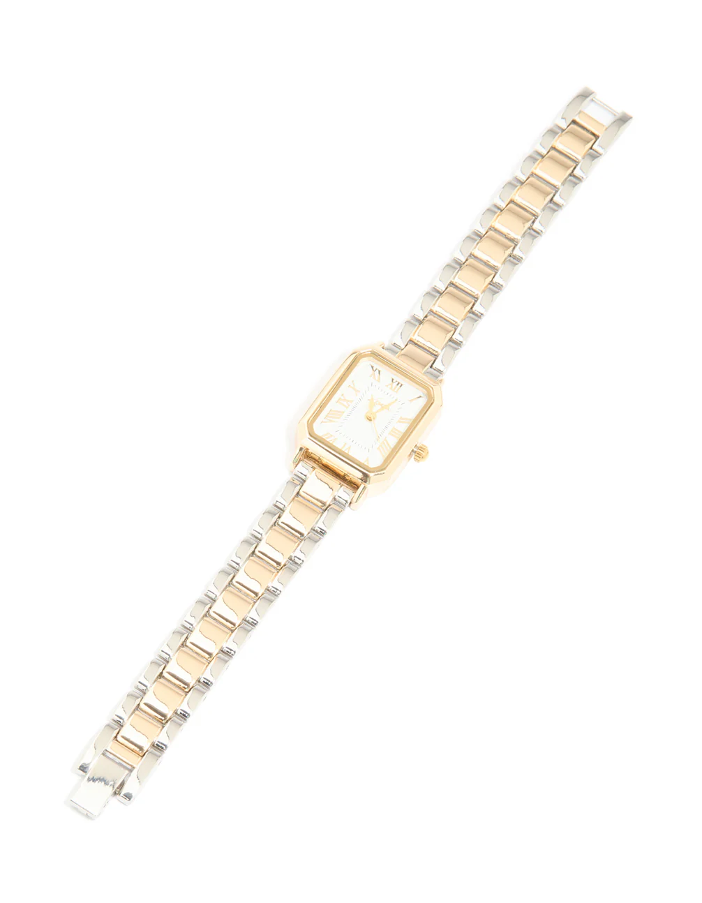 Mixed Metals Rectangle Roman Numeral Watch - Image 4