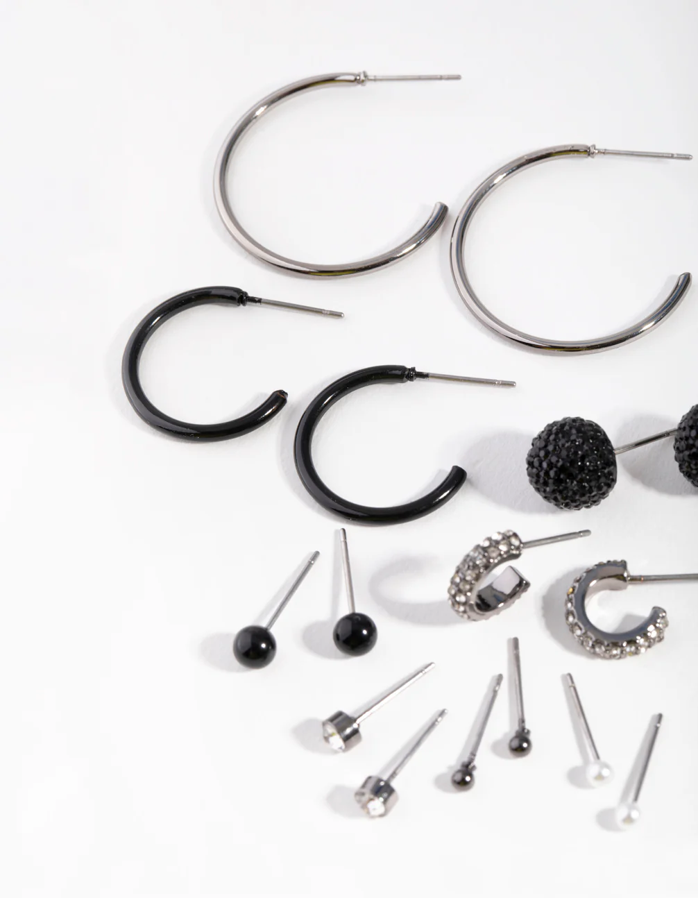 Mixed Metal Diamante Stud Hoop Earring 8-Pack - Image 3