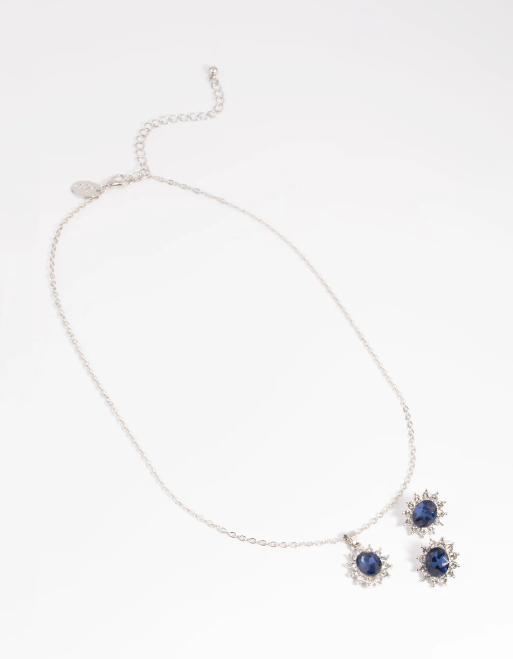 Navy Princess Stone Necklace & Earrings Set - Image 2