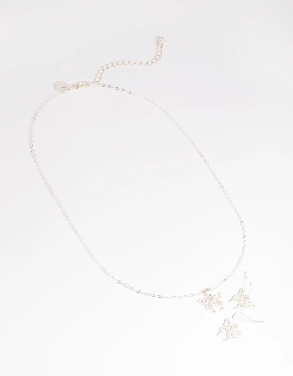 Diamante Pave Butterfly Necklace & Earrings Set - Image 2