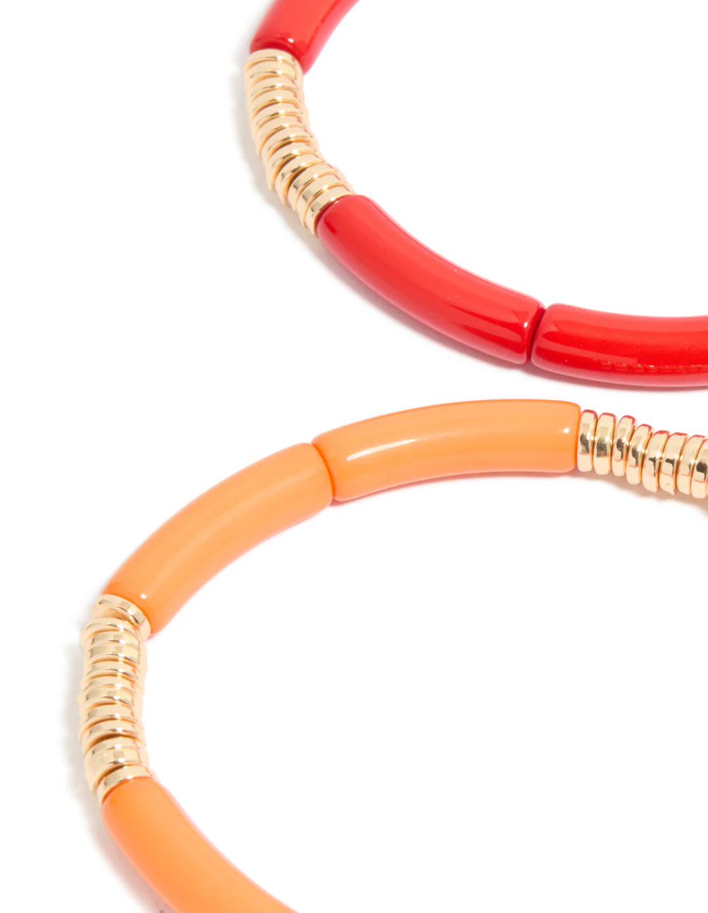 Multicoloured Acrylic With Gold Rings Bracelets 4-Pack - Image 2