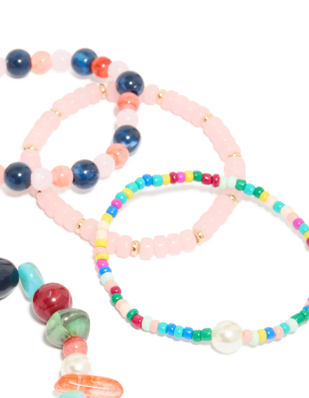 Multicoloured Irregular Beaded Stretch Bracelets 7-Pack - Image 3