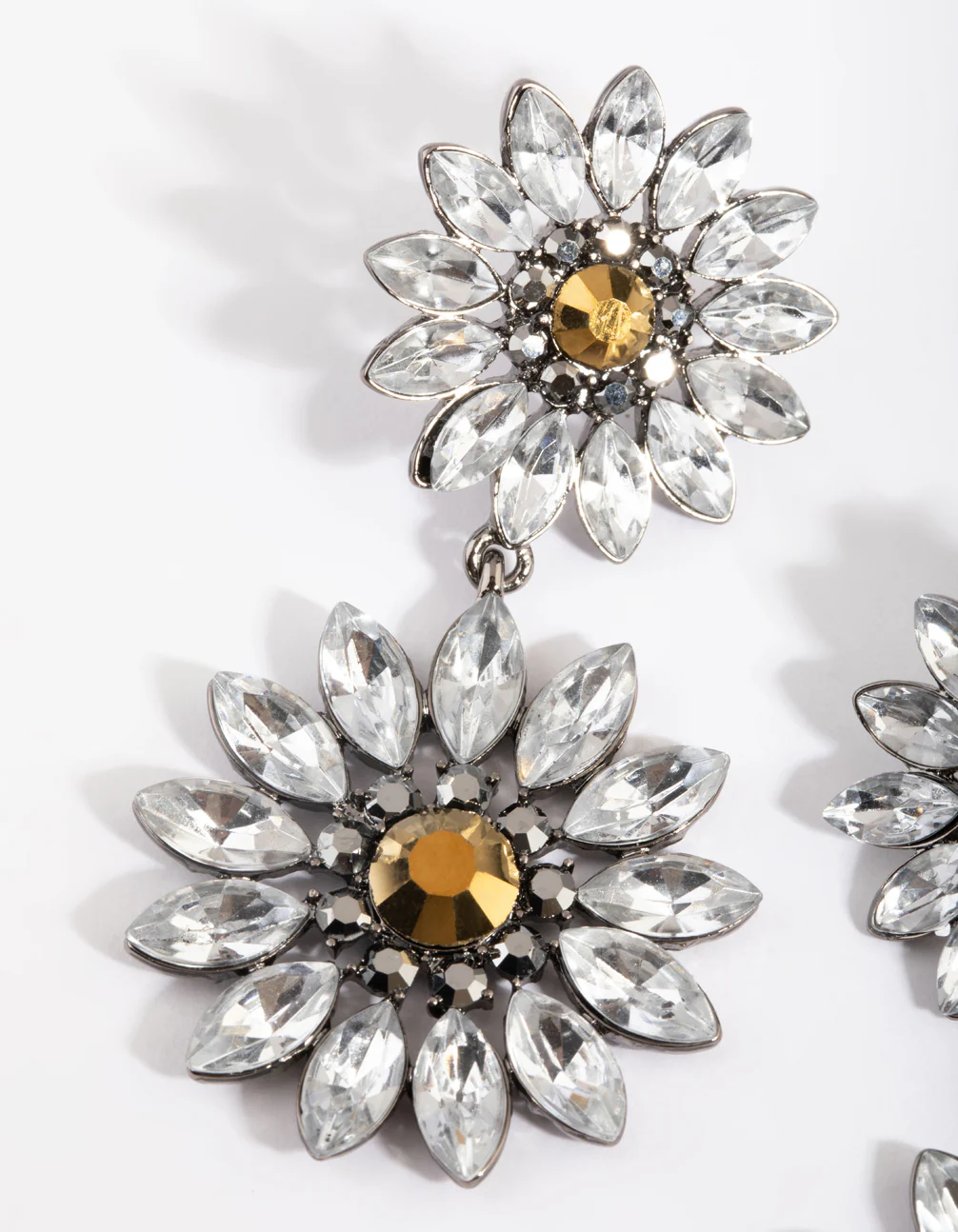 Gunmetal Sunflower Drop Earrings - Image 2