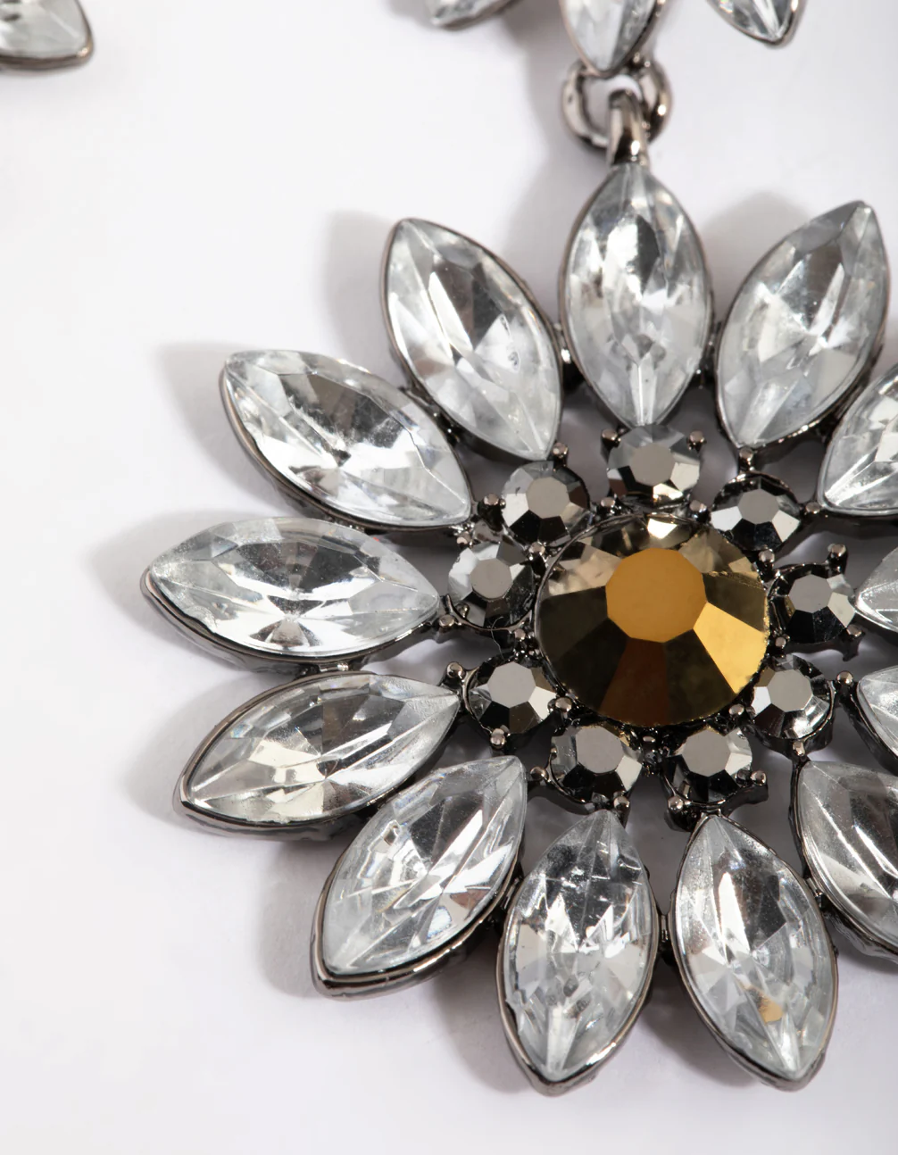Gunmetal Sunflower Drop Earrings - Image 3
