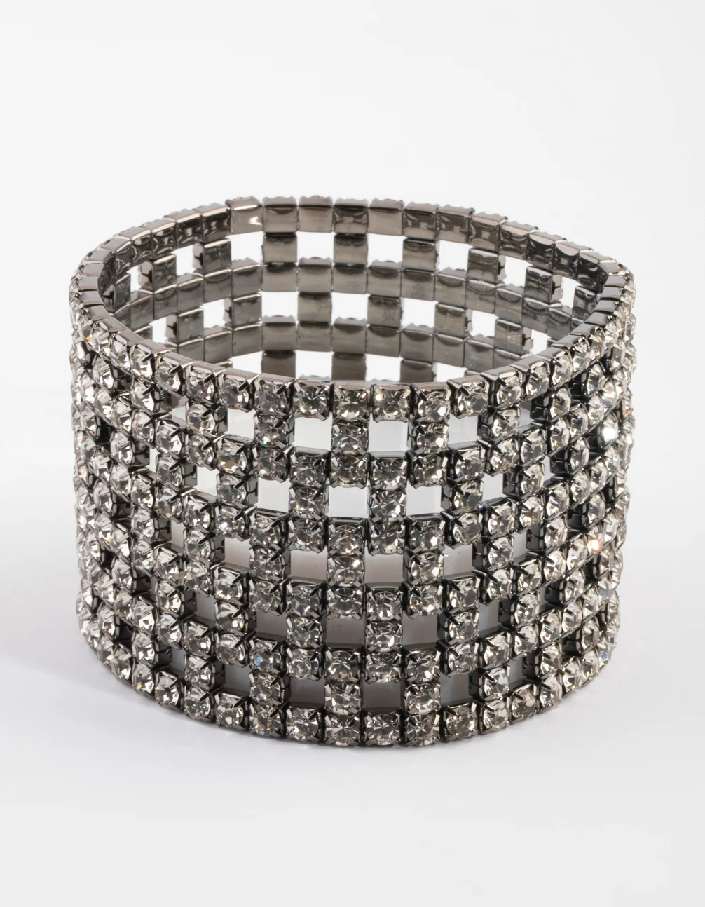Gunmetal Diamante Mesh Bracelet