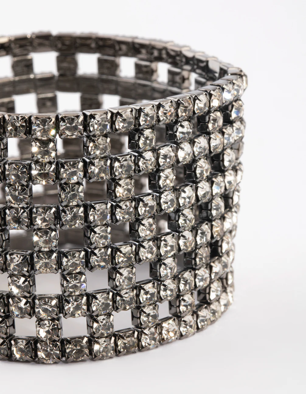 Gunmetal Diamante Mesh Bracelet - Image 5
