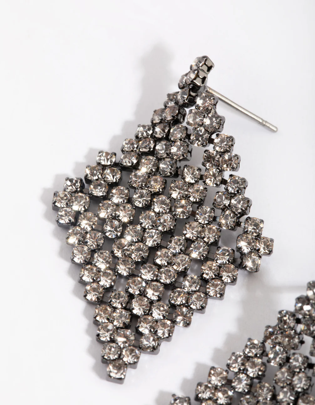 Gunmetal Diamante Kite Stud Earrings - Image 2