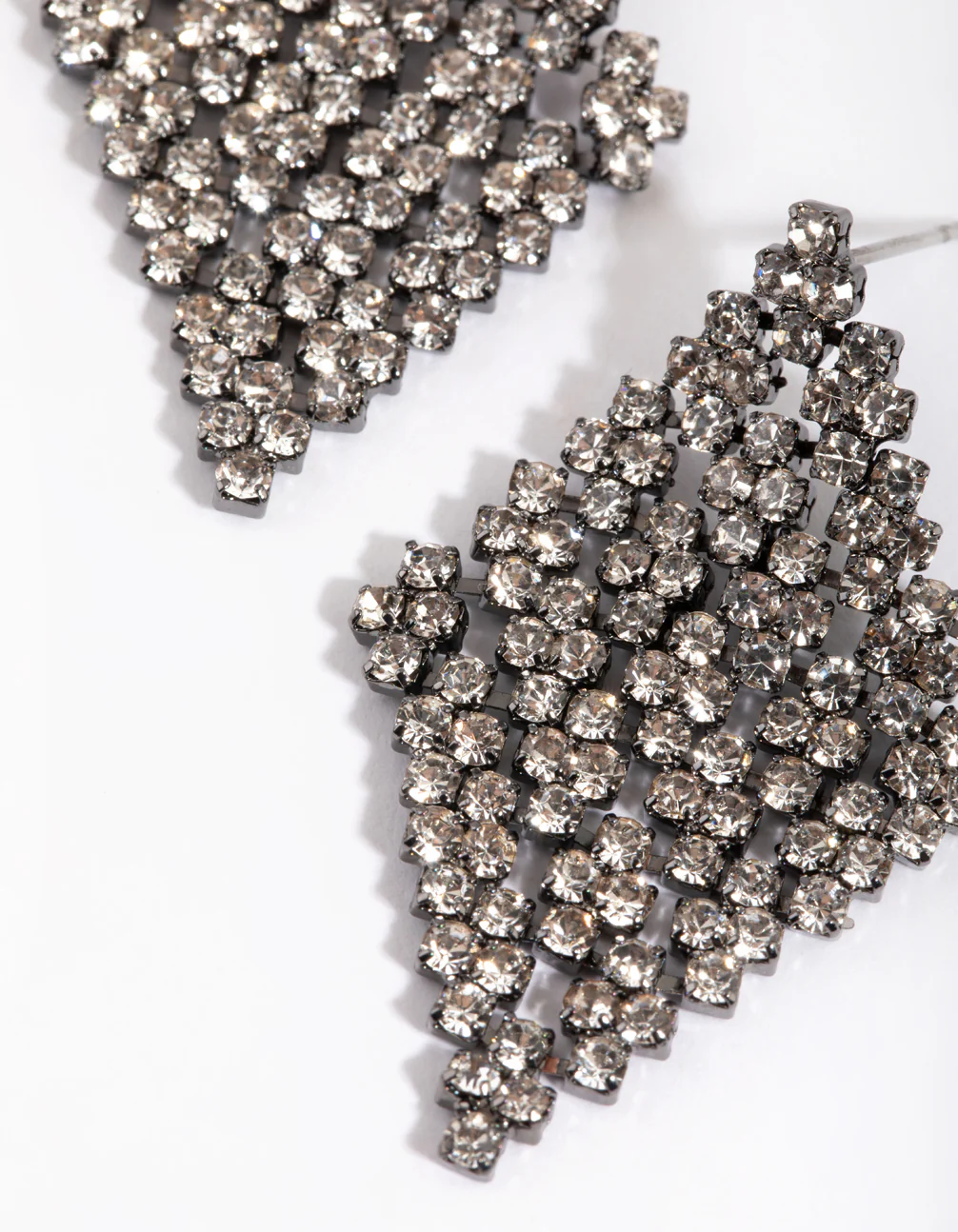 Gunmetal Diamante Kite Stud Earrings - Image 3
