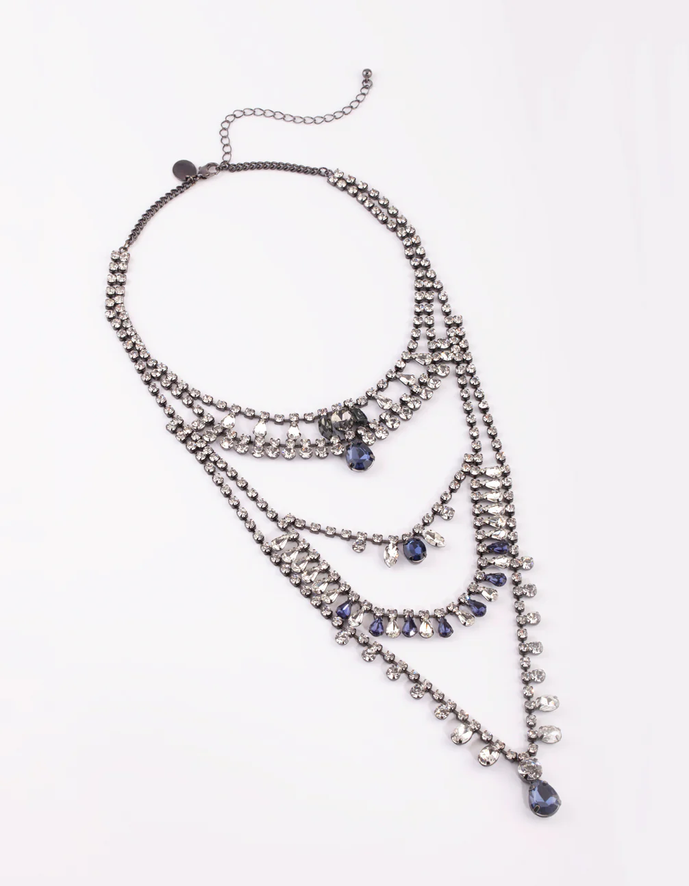 Gunmetal Diamante Layered Necklace - Image 2