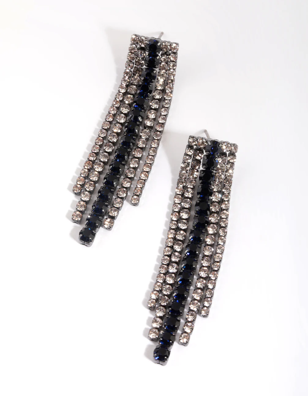 Gunmetal Diamante Drop Earrings