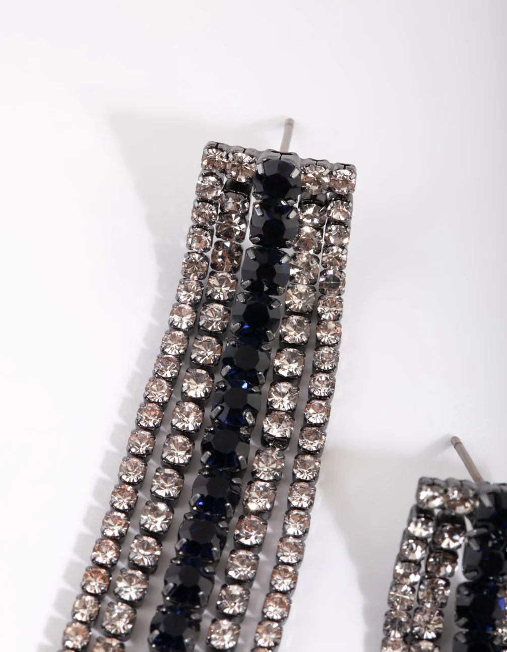 Gunmetal Diamante Drop Earrings - Image 2
