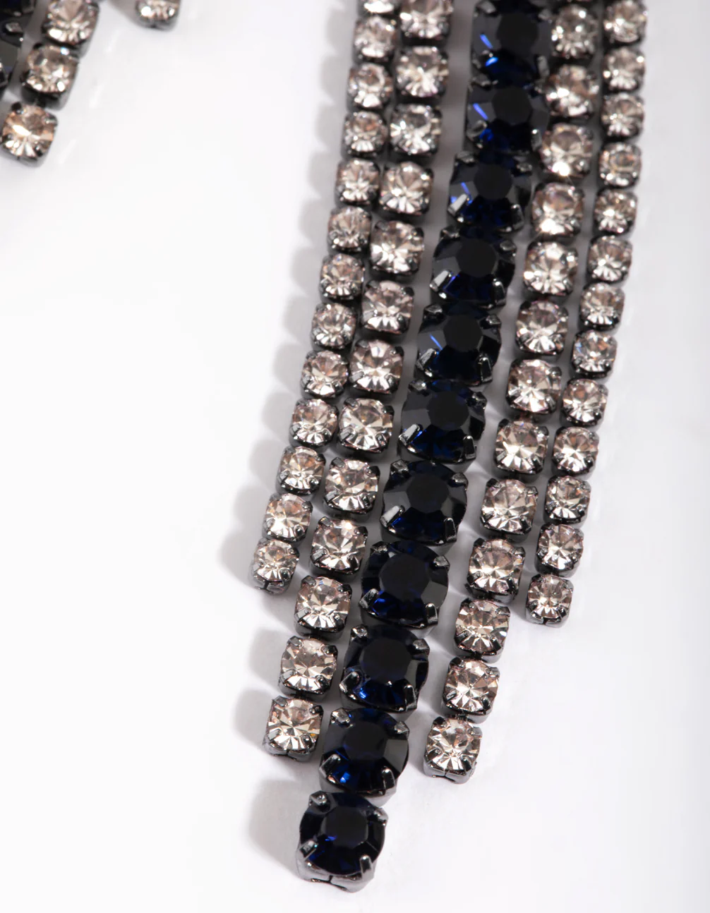 Gunmetal Diamante Drop Earrings - Image 3