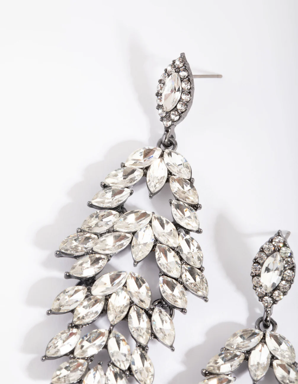 Gunmetal Navette Drop Earrings - Image 2