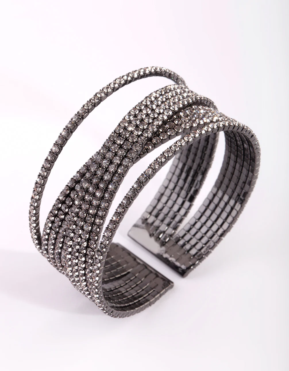 Gunmetal Diamante Cuff Bangle - Image 2