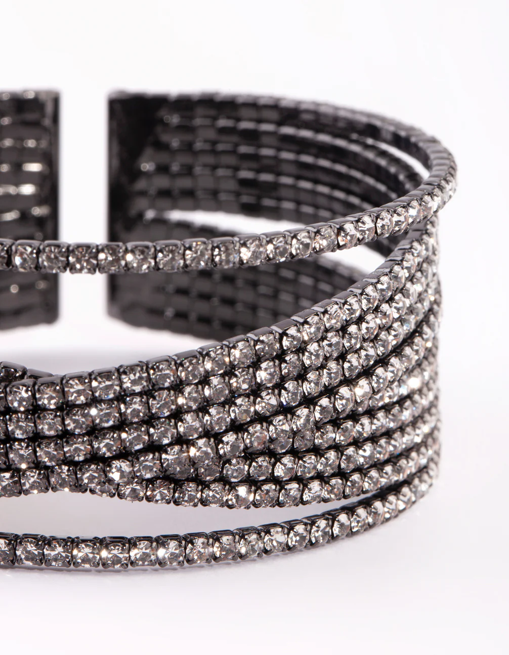 Gunmetal Diamante Cuff Bangle - Image 3
