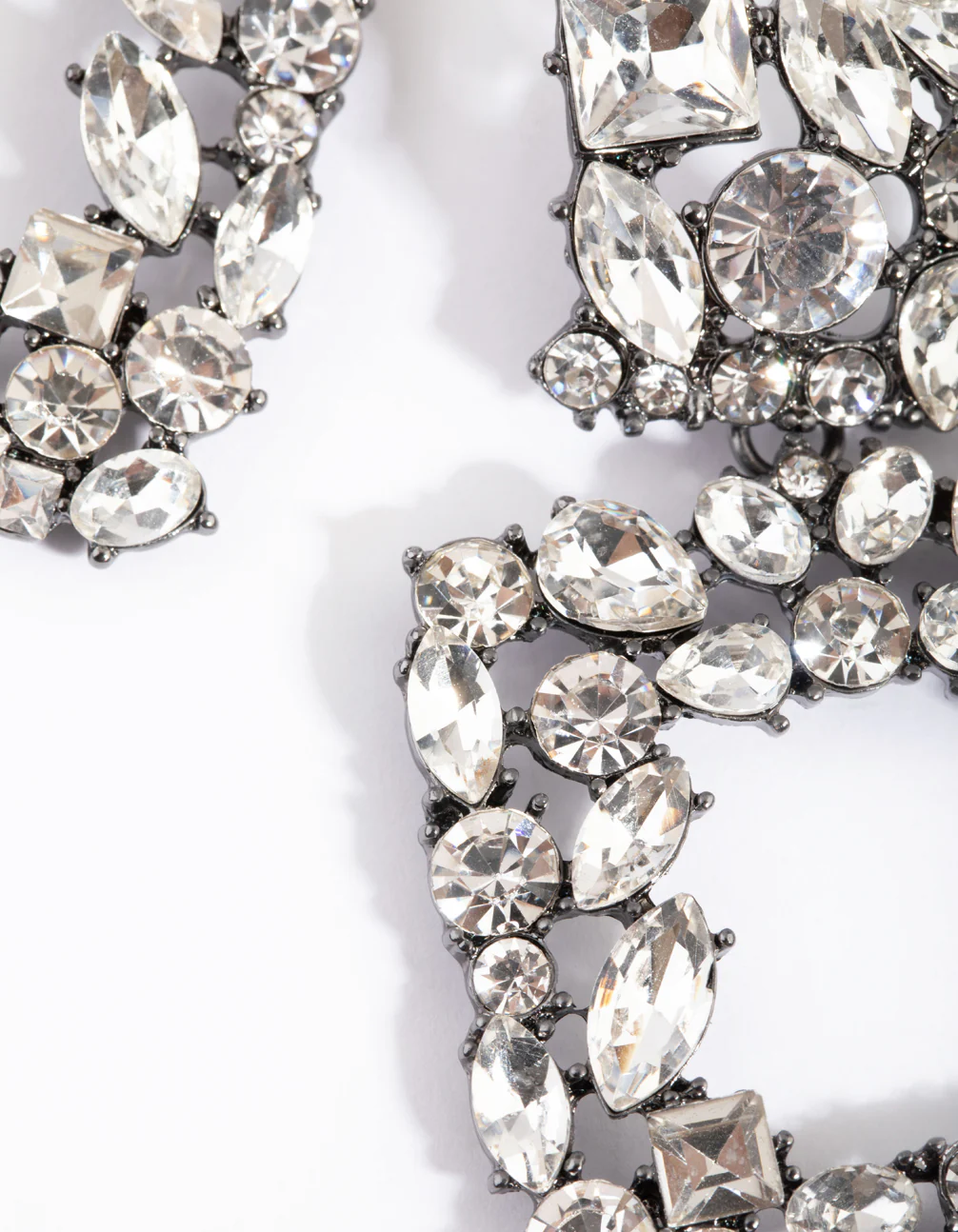 Gunmetal Square-Cut Diamante Drop Earrings - Image 3