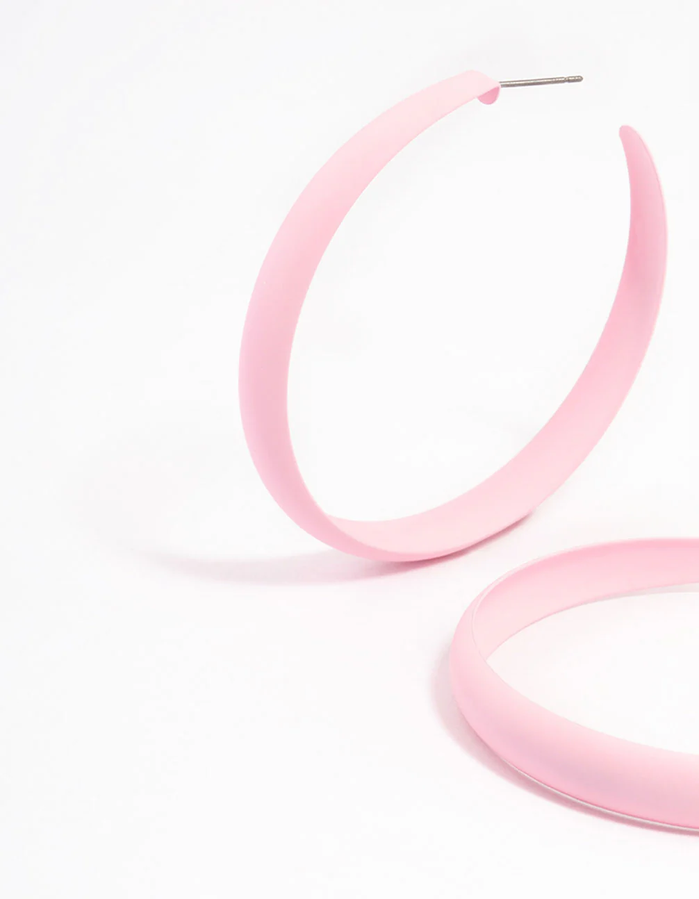 Pink Coated Rubber Hoop Earrings 60mm - Image 2