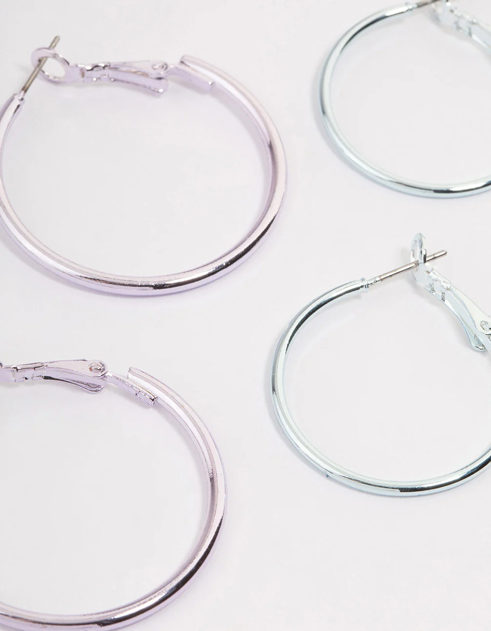 Silver Metallic Hoop Earrings Pack - Image 3