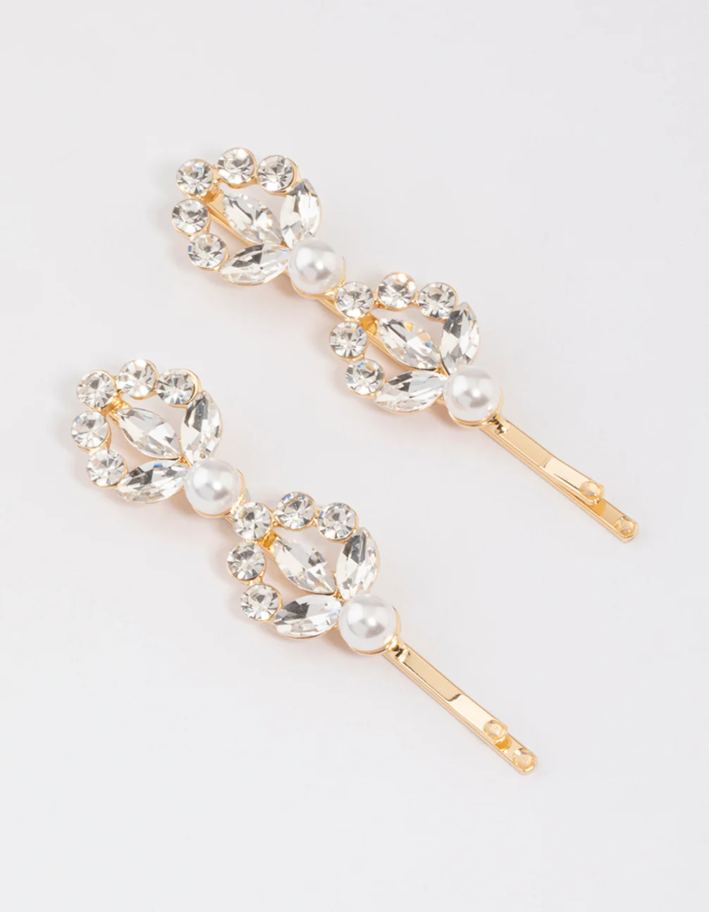 Gold Diamante & Pearl Hair Clips Pack - Image 2