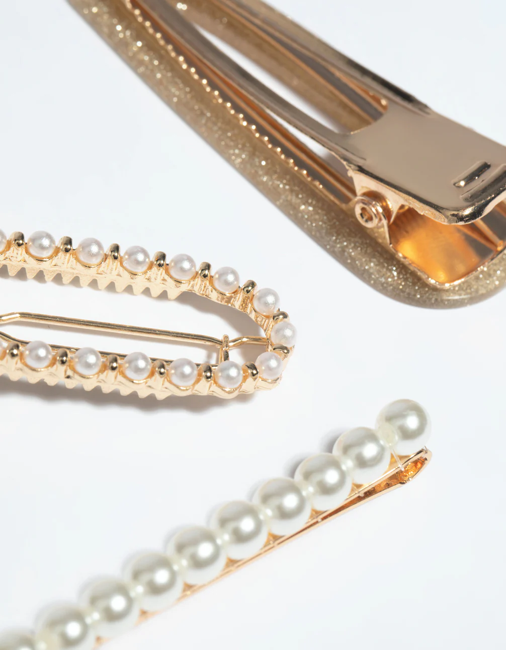 Gold Glitter & Pearl Clips - Image 4