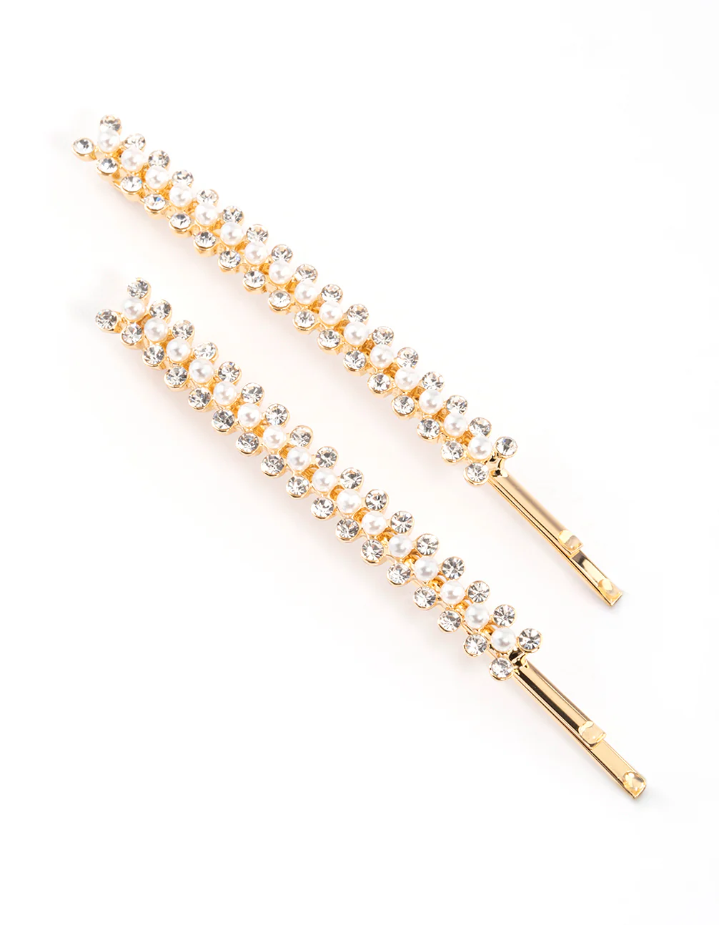 Gold Pearl & Diamante Hair Clip Pack - Image 2