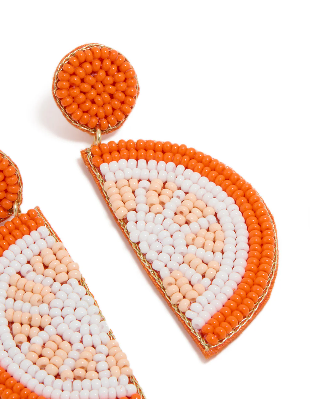 Orange Seed Beaded Fruit Drop Earrings - Image 5