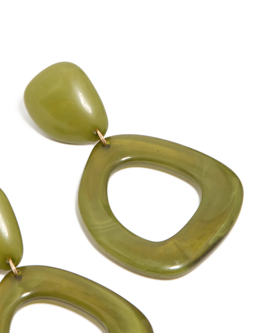 Organic Green Acrylic Open Oval Drop Earrings - Image 5