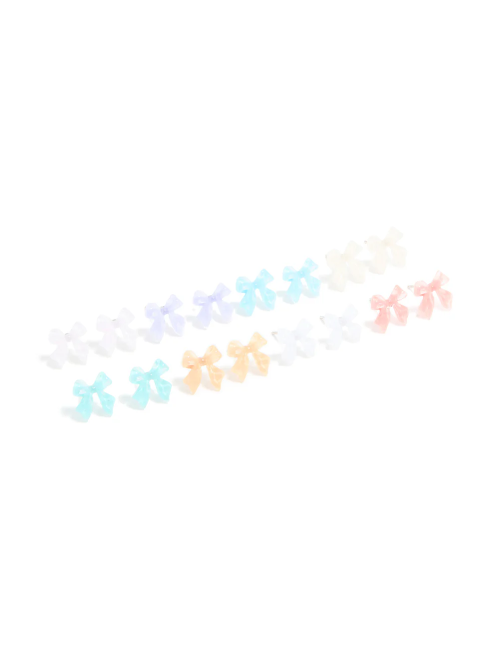 Pastel Acrylic Bubble Bow Earrings 8-Pack