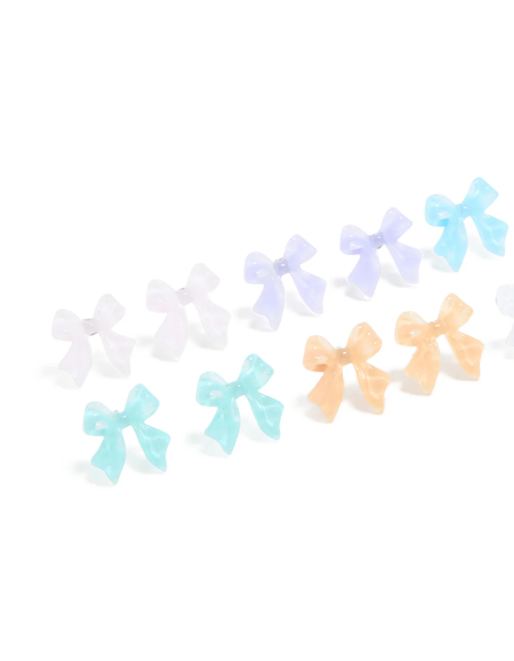 Pastel Acrylic Bubble Bow Earrings 8-Pack - Image 2