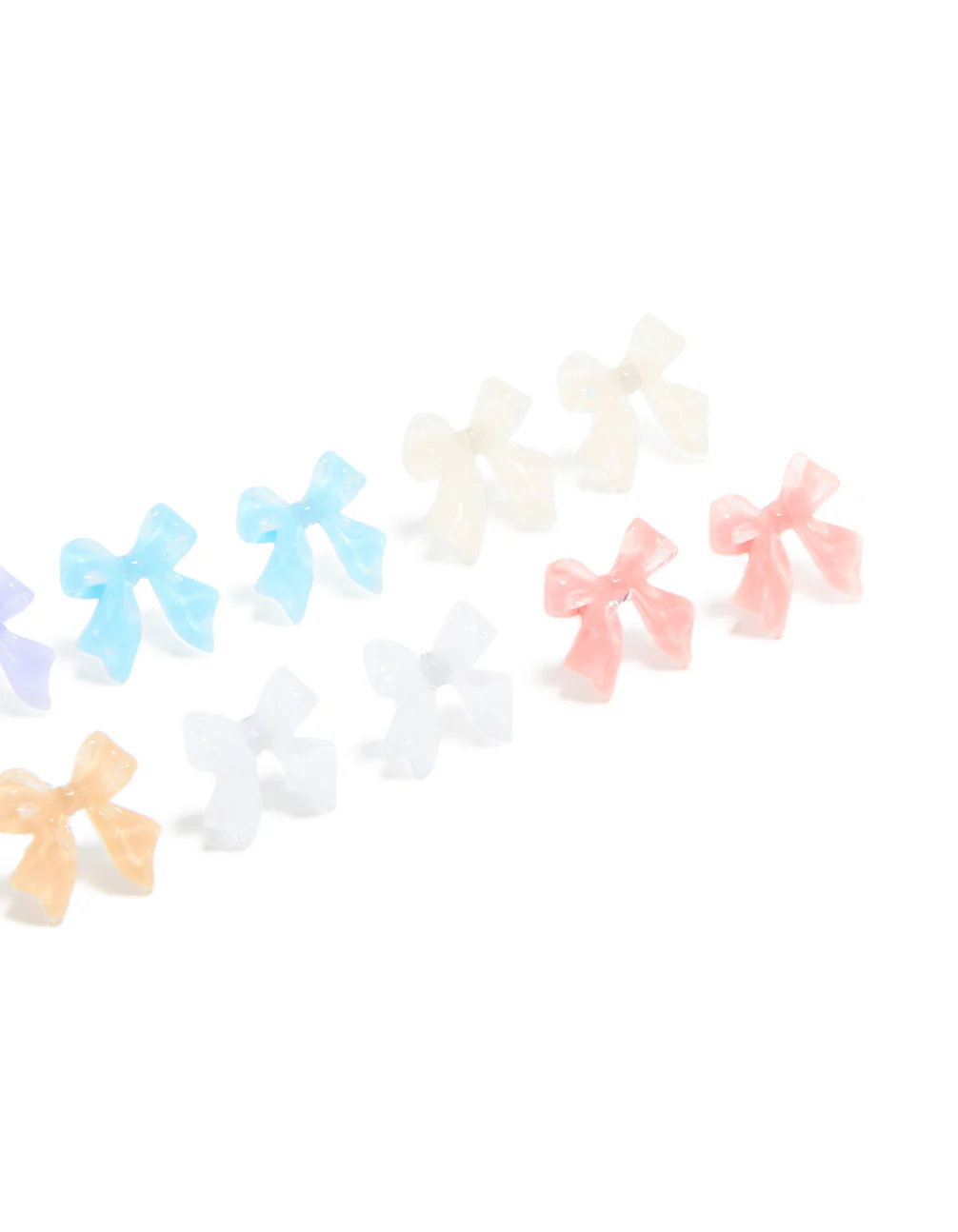 Pastel Acrylic Bubble Bow Earrings 8-Pack - Image 3