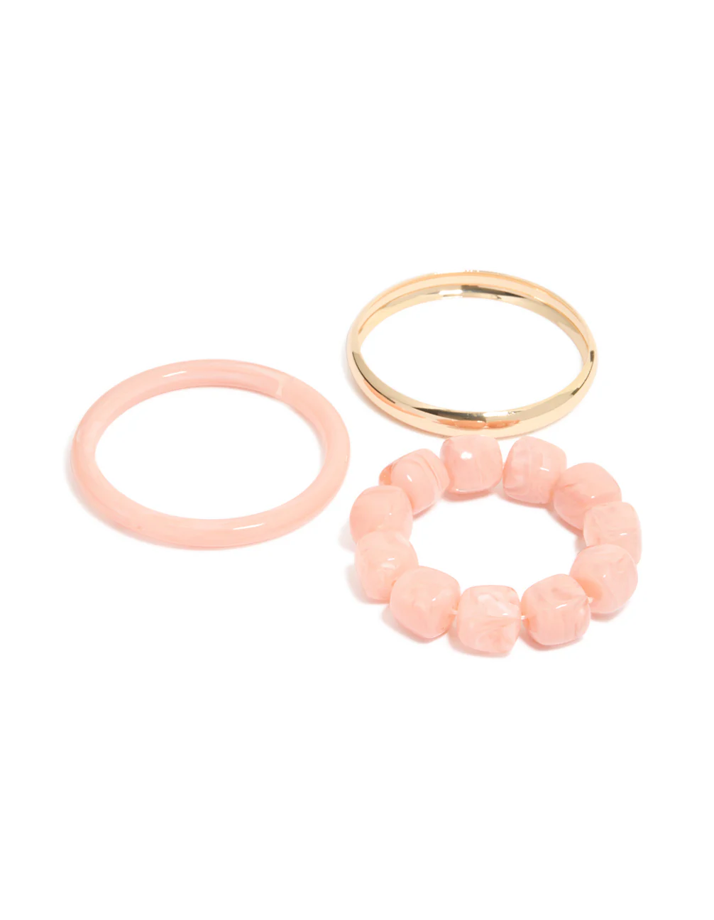 Pink Acrylic & Gold Smooth Bracelets 3-Pack - Image 2