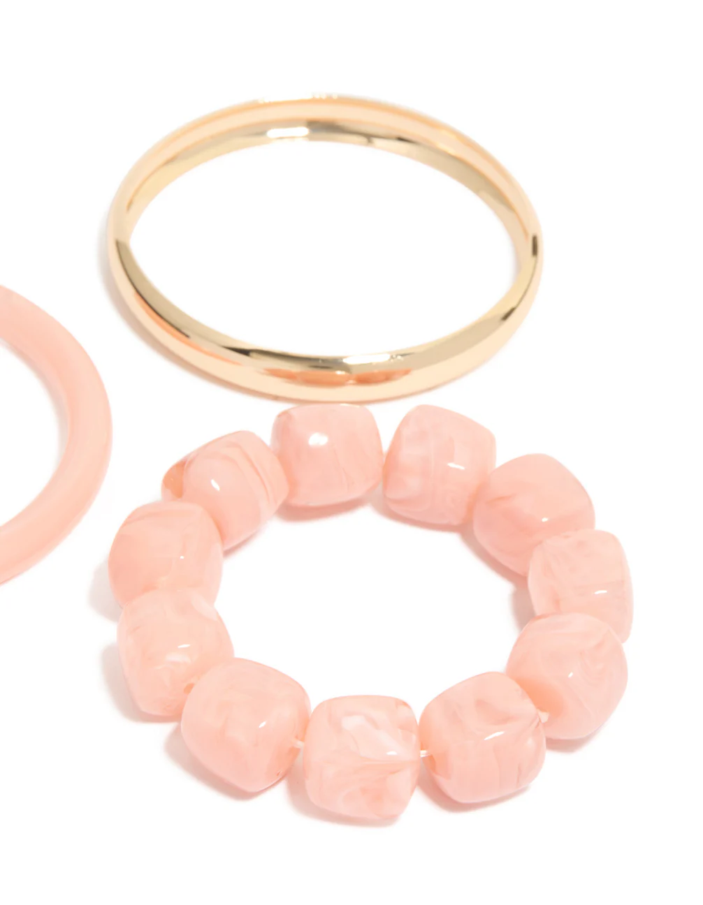 Pink Acrylic & Gold Smooth Bracelets 3-Pack - Image 4